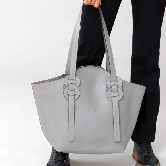 NWT $1,150 CHLOÉ Medium Darryl Leather Tote in Stormy Grey! - Picture 6 of 13